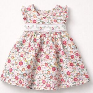 Iris and Ivy smocked floral cotton dress EUC size 3-6 months